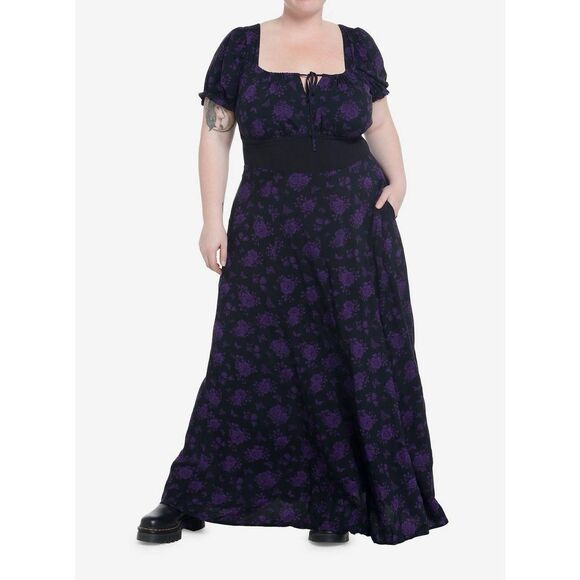Hot Topic Dresses & Skirts - Cosmic Aura Purple Rose Maxi Dress Plus Size 1